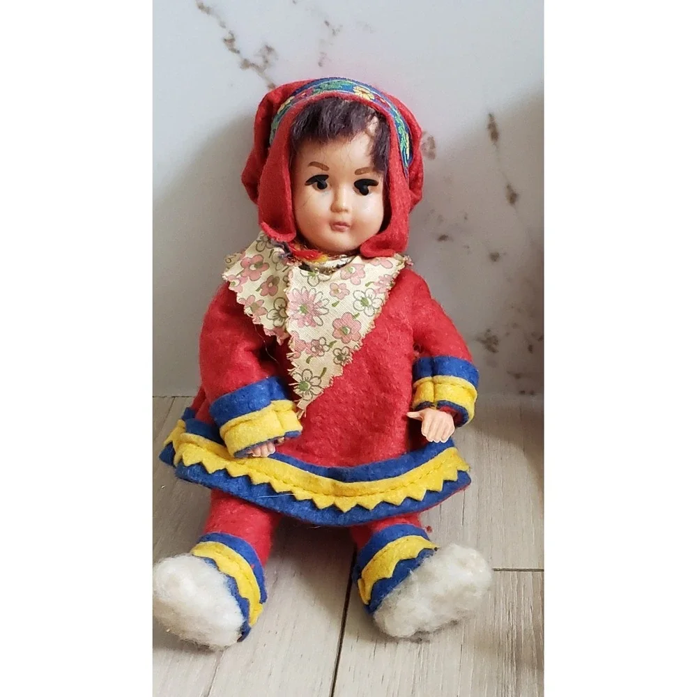 Vintage Scandinavian Souvenir Doll Felt‎ Costume Lapland Style 9 Inch